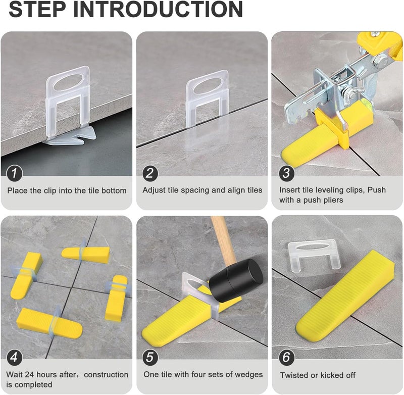 RUHOOM Tile Leveling System 2400pcs 1/8" Tile leveler Spacers Clips Tile Installation Tools for Professional Ceramic Tile and Stone Installation - Image 4